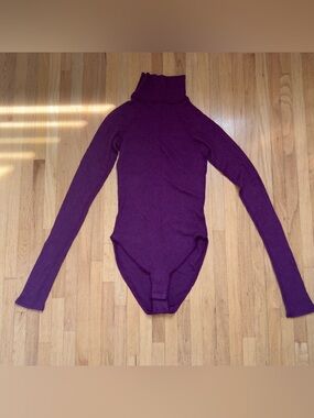 Free People Deep Purple Ribbed Theramal Long-Sleeve Onesie Top